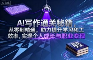 AI写作通关秘籍，从零到精通，助力提升学习和工作效率，实现个人成长与职业变现-优品网赚资源库