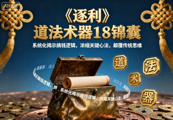 《逐利》道法术器18锦囊，系统化揭示搞钱逻辑，浓缩关键心法，颠覆传统思维-优品网赚资源库