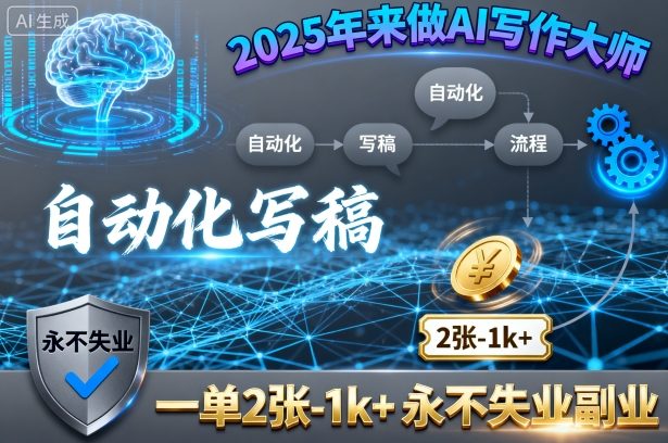 2025年来做AI写作大师，自动化写稿，一单2张-1k+，永不失业副业-优品网赚资源库