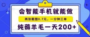 手机项目，二十秒一单，纯薅羊毛一天2张+做就有【揭秘】-优品网赚资源库