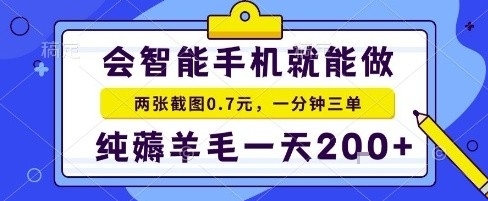 手机项目,二十秒一单,纯薅羊毛一天2张+做就有【揭秘】-优品网赚资源库