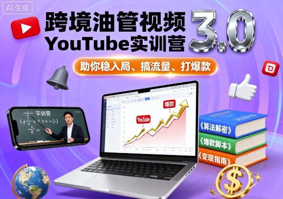 跨境油管视频YouTube实训营3.0，助你稳入局、搞流量、打爆款-优品网赚资源库