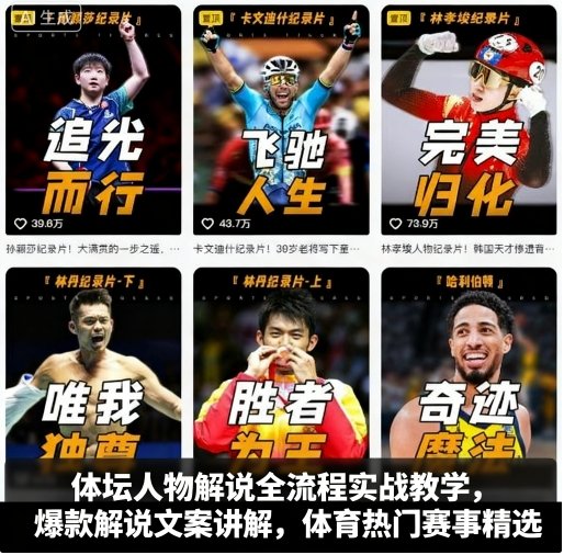 体坛人物解说全流程实战教学,爆款解说文案讲解,体育热门赛事精选-优品网赚资源库