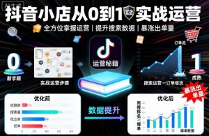 抖音小店从0到1实战运营,帮你全方位掌握小店运营,提升搜索数据与出单量-优品网赚资源库