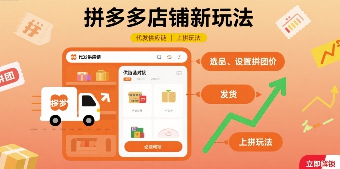 拼多多店铺新玩法,代发供应链上拼玩法-优品网赚资源库