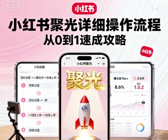 小红书聚光详细操作流程,小红书聚光从0到1速成攻略-优品网赚资源库