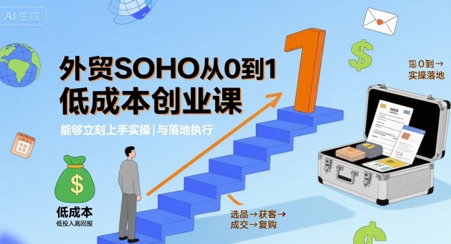 外贸SOHO从0到1低成本创业课，能够立刻上手实操与落地执行-优品网赚资源库
