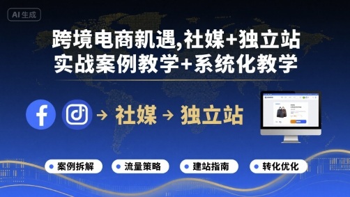 跨境电商新机遇,社媒+独立站,实战案例教学+系统化教学-优品网赚资源库