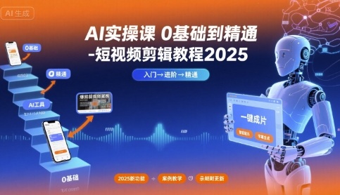 AI实操课0基础到精通-短视频剪辑教程2025-优品网赚资源库