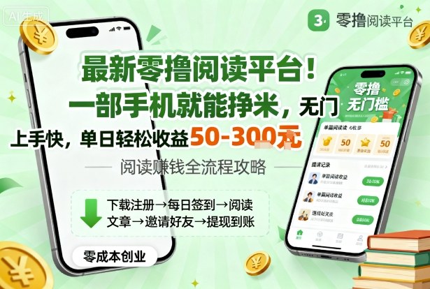 最新零撸阅读平台!一部手机就能挣米,无门槛上手快,单日轻松收益50-3张【揭秘】-优品网赚资源库