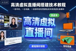 高清虚拟直播间搭建技术教程，一部手机、一台电脑、一块绿布轻松搭建低成本高清虚拟直播间-优品网赚资源库