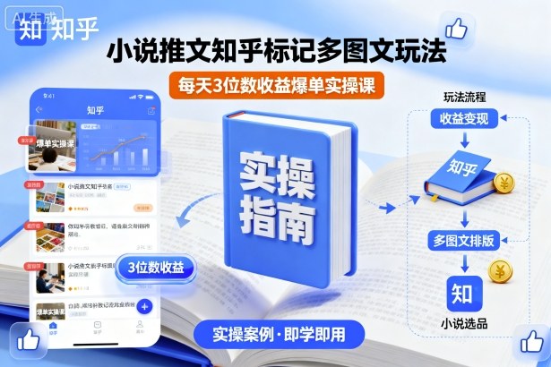 小说推文知乎标记多图文玩法，每天3位数收益爆单实操课-优品网赚资源库