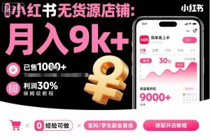 小红书无货源店铺项目,简单易上手,月入9k+,保姆级教程-优品网赚资源库