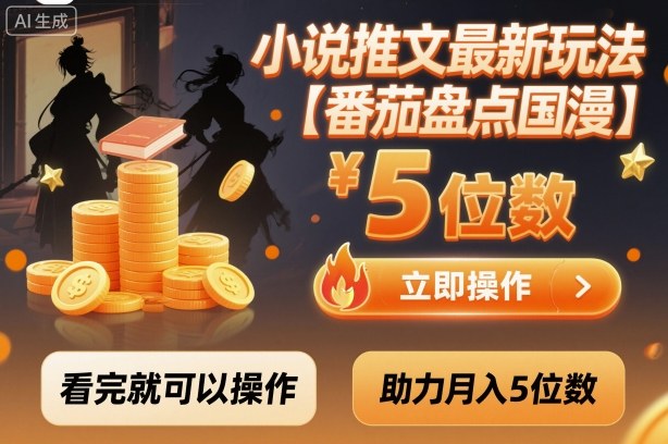 小说推文最新玩法，助力月入5位数【番茄盘点国漫】玩法，看完就可以操作-优品网赚资源库