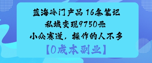 蓝海冷门产品：16条笔记私域变现9750米小众赛道，操作的人不多-优品网赚资源库