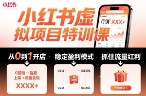 小红书虚拟项目特训课,帮你从0到1打造稳定盈利的店铺,抓住流量红利(更新9月)-优品网赚资源库
