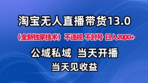 淘宝无人直播13.0,公域私域技术,不封号,不违规布局下半年旺季赛道,日入1K+(独家技术)【揭秘】-优品网赚资源库