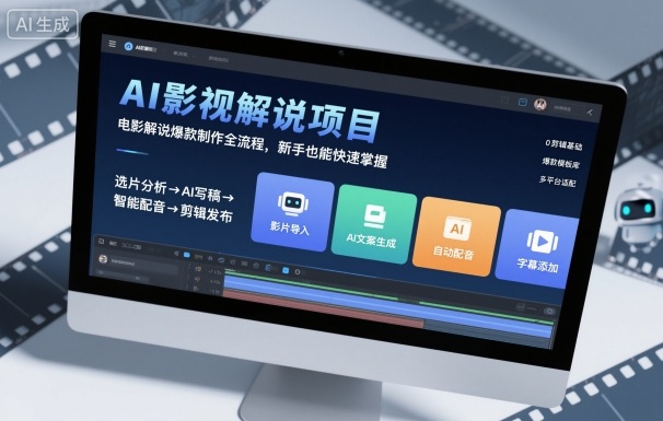 AI影视解说项目，电影解说爆款制作全流程，新手也能快速掌握-优品网赚资源库