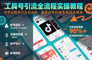 工具号引流全流程保姆级实操教程,全平台精准引流创业粉,最前沿的私域变现技术赋能-优品网赚资源库