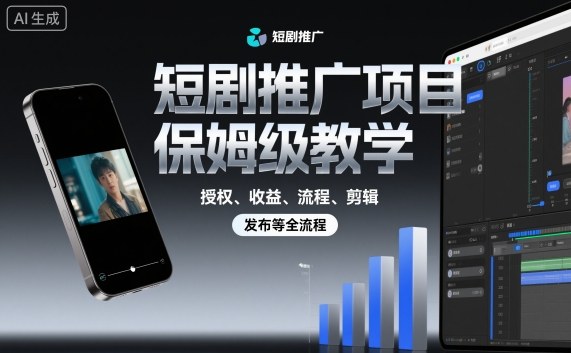 短剧推广项目保姆级教学，授权、收益、流程、剪辑，发布等全流程-优品网赚资源库