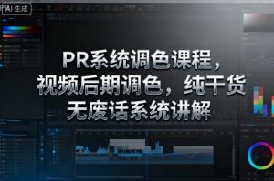 PR系统调色课程,视频后期调色,纯干货无废话系统讲解-优品网赚资源库