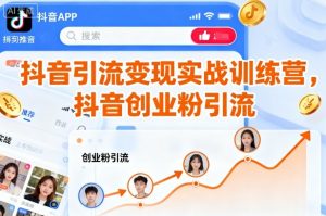 抖音引流变现实战训练营,抖音创业粉引流-优品网赚资源库