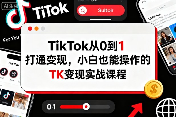 TikTok从0到1打通变现，小白也能操作的TK变现实战课程-优品网赚资源库