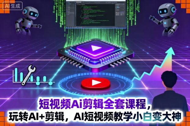 短视频Ai剪辑全套课程,玩转AI+剪辑,AI短视频教学小白变大神-优品网赚资源库