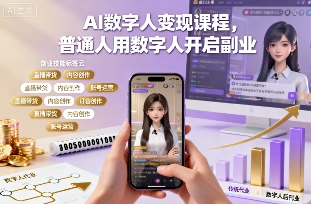 AI数字人变现课程，普通人用数字人开启副业-优品网赚资源库