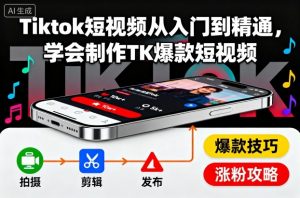 Tiktok短视频从入门到精通，学会制作TK爆款短视频-优品网赚资源库