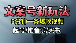 文案号新玩法,5分钟一条爆款视频,流量高,起号快,多方位变现-优品网赚资源库