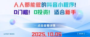 人人都能做的抖音小程序,0门槛0成本,适合新手-优品网赚资源库