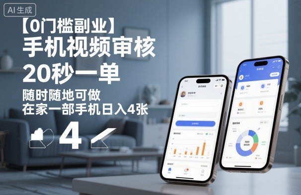 【0门槛副业】手机视频审核，20秒一单，随时随地可做，在家一部手机日入4张【揭秘】-优品网赚资源库