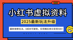 小红书虚拟资料项目:最新搜索流变现玩法,0成本简单可复制,一人多店打法,新手也可轻松日入5张+-优品网赚资源库
