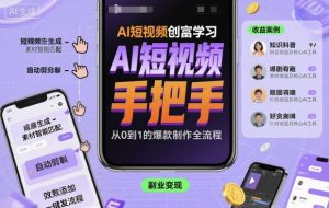 AI短视频创富学习，手把手教会你制作AI短视频-优品网赚资源库