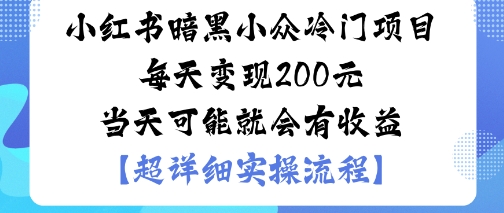 小红书暗黑小众冷门项目每天变现2张当天可能就会有收益-优品网赚资源库