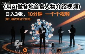 用AI做各地首富人物介绍视频，日入3张，10分钟一个视频-优品网赚资源库