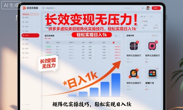 长效变现无压力！拼多多虚拟类目矩阵化实操技巧，轻松实现日入1k【揭秘】-优品网赚资源库