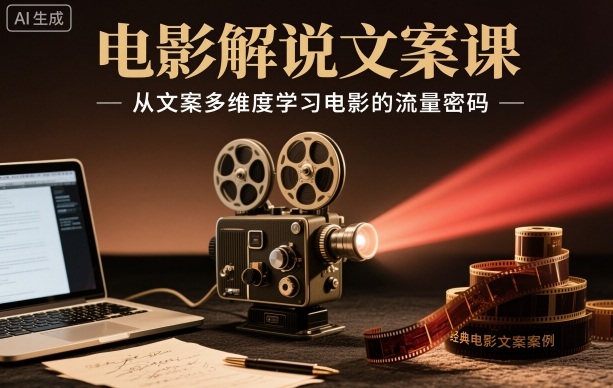 电影解说文案课,从文案多维度学习电影的流量密码-优品网赚资源库