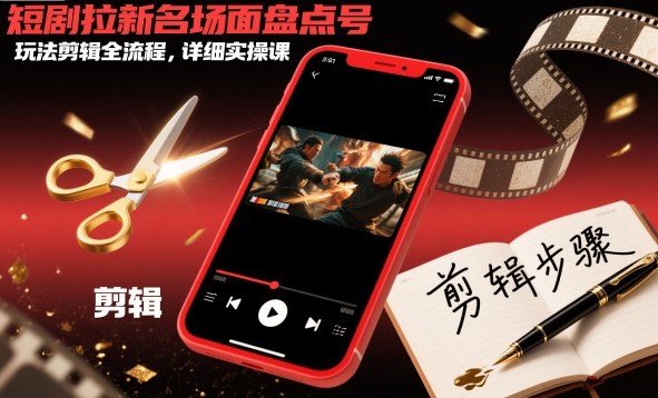 短剧拉新名场面盘点号玩法剪辑全流程，详细实操课-优品网赚资源库