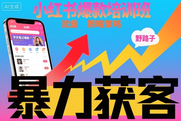 小红书爆款培训班，小红书获客野路子流量打法，暴力持续获客-优品网赚资源库