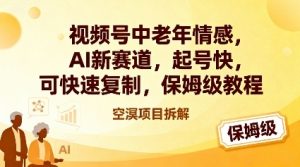 视频号中老年情感,AI新赛道，起号快，可快速复制，保姆级教程-优品网赚资源库