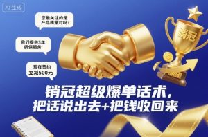 销冠超级爆单话术,把话说出去+把钱收回来-优品网赚资源库