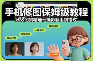 手机修图保姆级教程，从入门到精通，摄影新手别错过-优品网赚资源库
