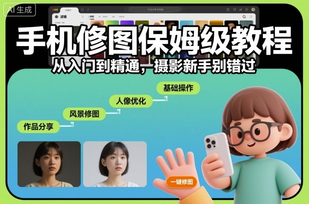 手机修图保姆级教程，从入门到精通，摄影新手别错过-优品网赚资源库