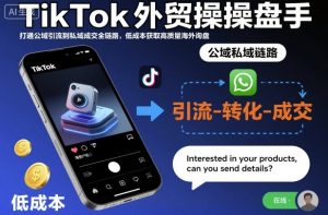TikTok外贸操盘手,打通公域引流到私域成交全链路,低成本获取高质量海外询盘-优品网赚资源库