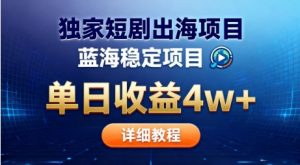 全网独家短剧出海掘金，蓝海红利，单日最高收益5w+，别卷国内了【揭秘】-优品网赚资源库