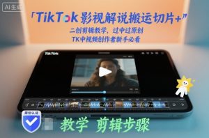 TikTok影视解说搬运切片+二创剪辑教学,过中过原创,TK中视频创作者新手必看-优品网赚资源库