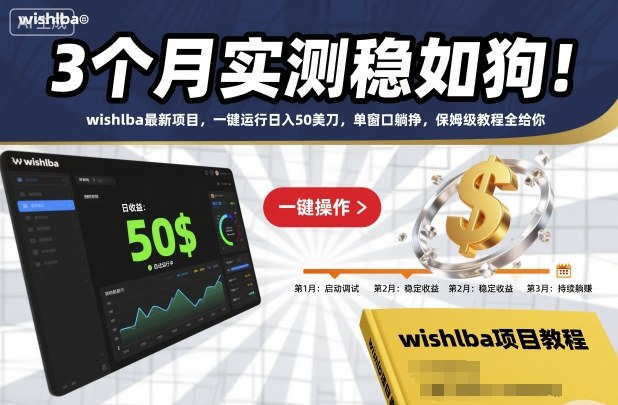 3个月实测稳如狗！wishlba最新项目，一键运行日入50美刀，单窗口躺挣，保姆级教程全给你【揭秘】-优品网赚资源库