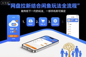 网盘拉新结合闲鱼玩法全流程，能传给下一代的玩法，一部手机即可搞定（附入口渠道以及实操教程）-优品网赚资源库